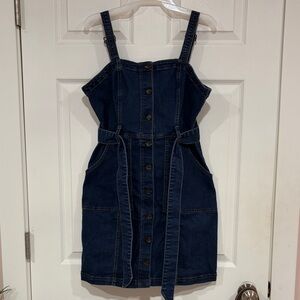SO Denim Button-Down Dress - Dark Blue
